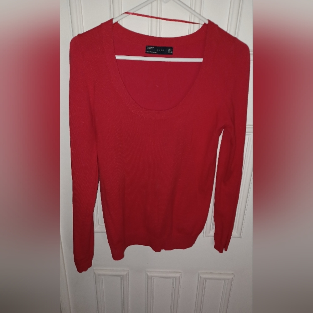 Zara Red Sweater Long Sleeve Large